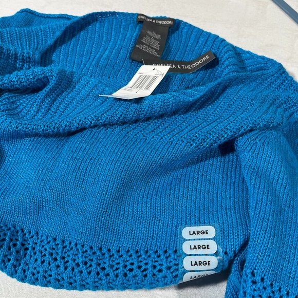 NWT Chelsea & Theodore Turquoise Long Sleeve Knit Sweater, Size Large - Picture 4 of 4